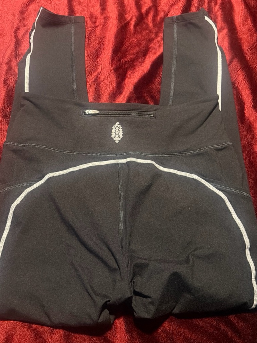Fabletics Black Leggings with White Contrast Stitching